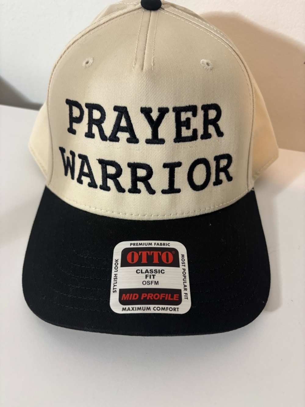 OTTO Prayer Warrior Embroidered Two-Tone Cap Classic Fit Ball Cap Hat Casual NWT